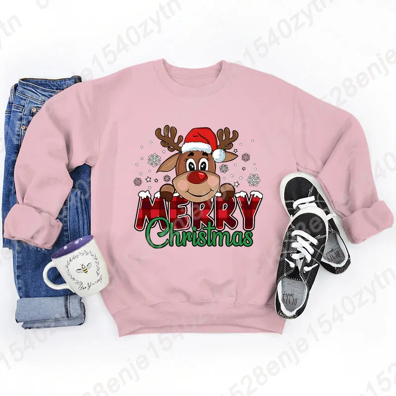 Women's Festive Christmas Reindeer & Plaid Graphic