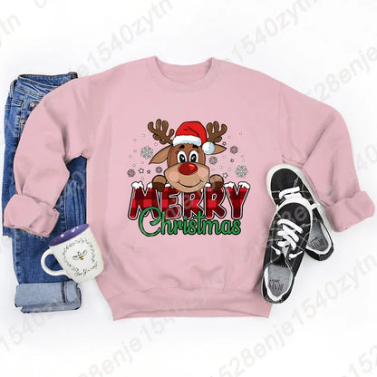 Women's Festive Christmas Reindeer & Plaid Graphic