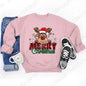 Women's Festive Christmas Reindeer & Plaid Graphic