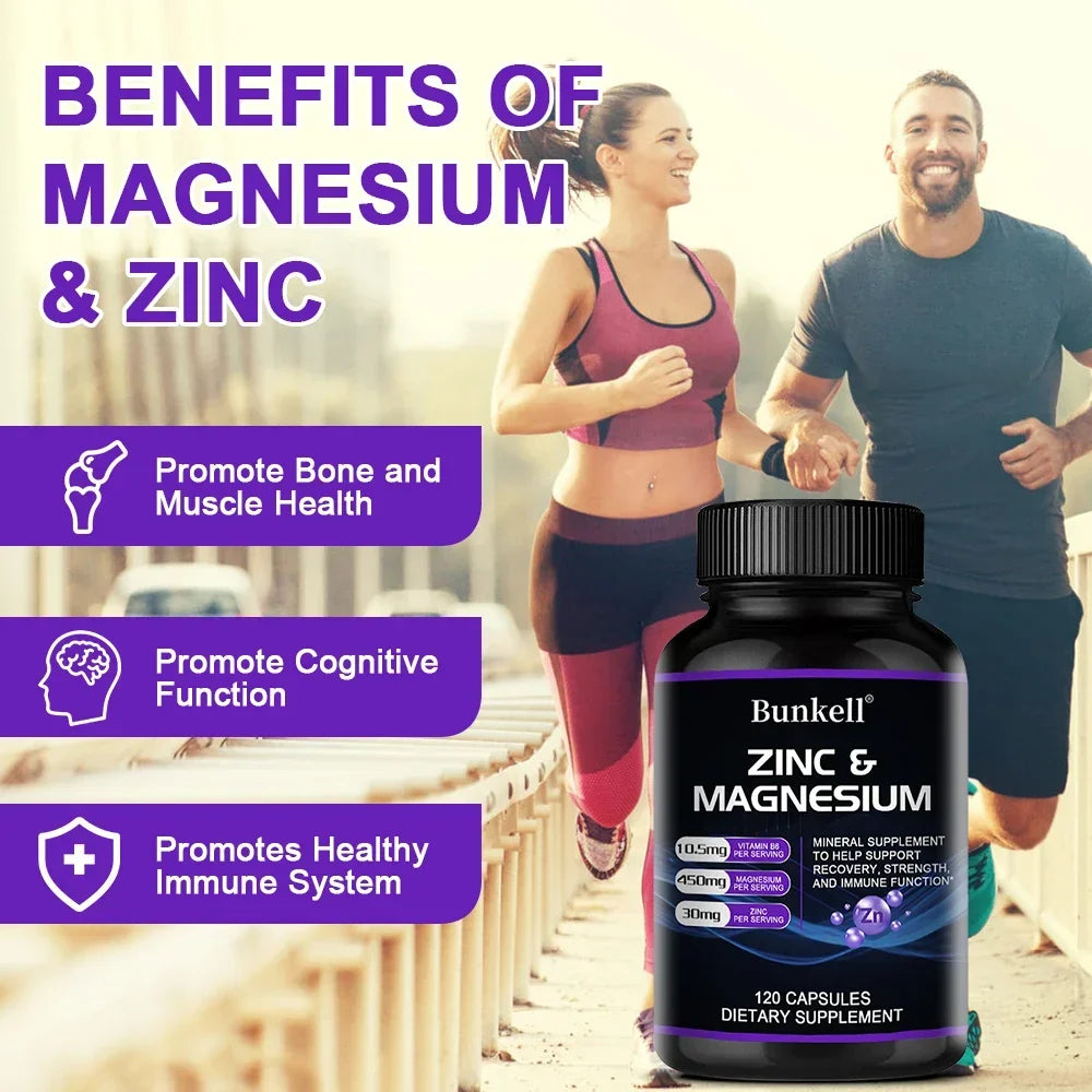 Zinc + Magnesium Supplement, Strong Bones, Teeth,