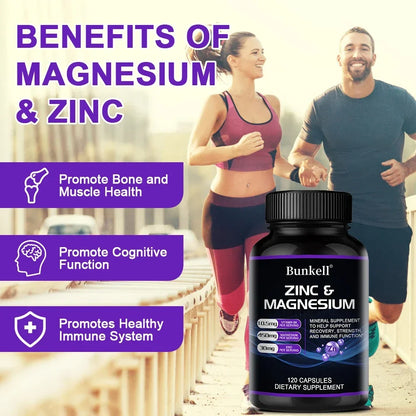 Zinc + Magnesium Supplement, Strong Bones, Teeth,