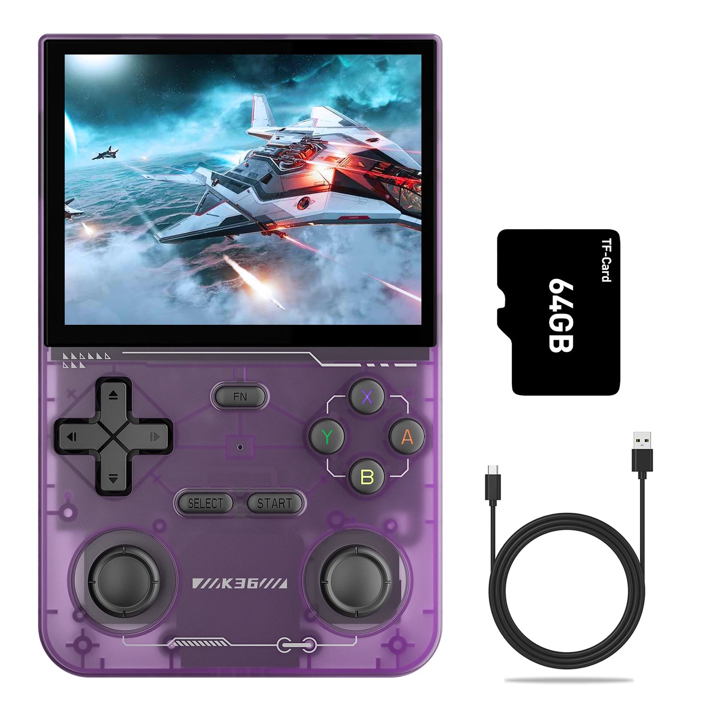 GAMINJA K36 Handheld Game Console 3.5Inch IPS 640x480 Screen Built