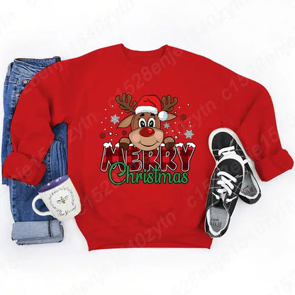 Women's Festive Christmas Reindeer & Plaid Graphic