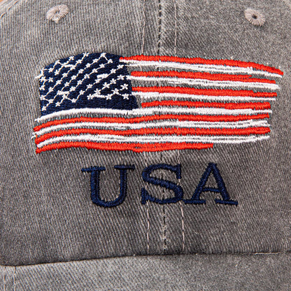 USA American Flag Embroidered Washed Cotton Baseball Cap