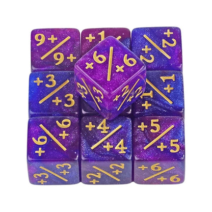 10pcs/set Six Sided Dice Set D6 Counters +1/+1 and -1/-1 Set for Math Teaching ,Kid Arithmetic Toys, Card Game Accessories