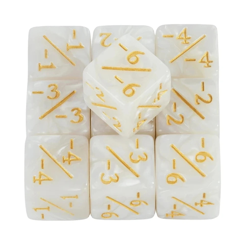 10pcs/set Six Sided Dice Set D6 Counters +1/+1 and -1/-1 Set for Math Teaching ,Kid Arithmetic Toys, Card Game Accessories