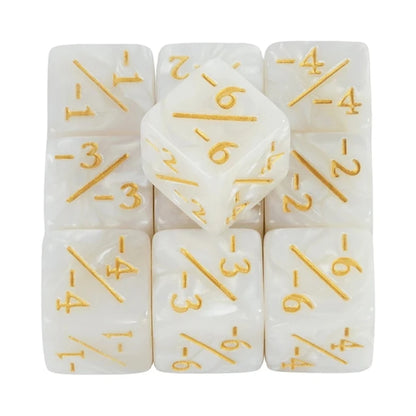 10pcs/set Six Sided Dice Set D6 Counters +1/+1 and -1/-1 Set for Math Teaching ,Kid Arithmetic Toys, Card Game Accessories