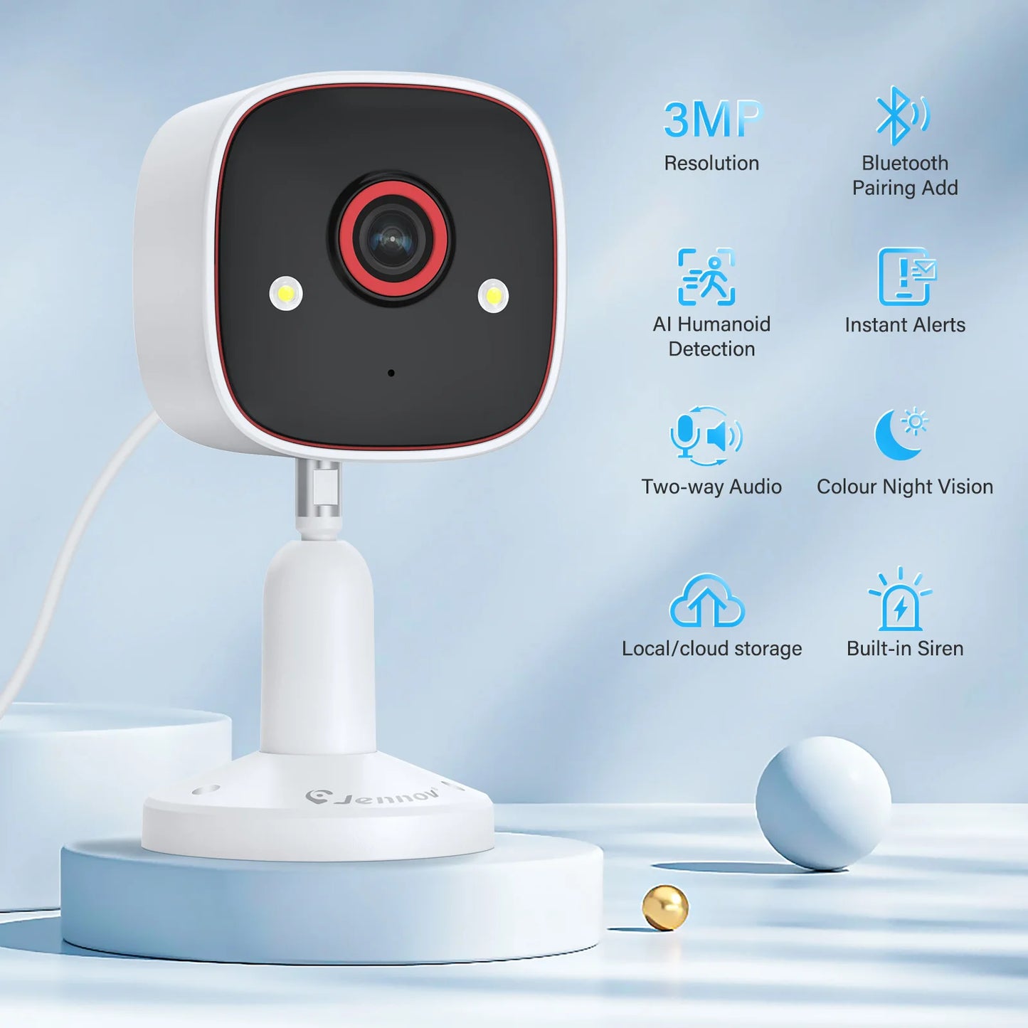 Jennov Outdoor/Indoor Security Cameras 2K HD Wireless WiFi