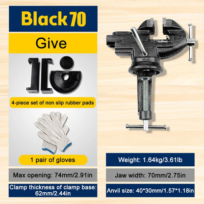 Bench Vise Jaw Width 10/60/70mm 360 Degree Swivel Cast Iron Tabletop Multifunctional Heavy Clamp Black and Blue Randomly Shipped