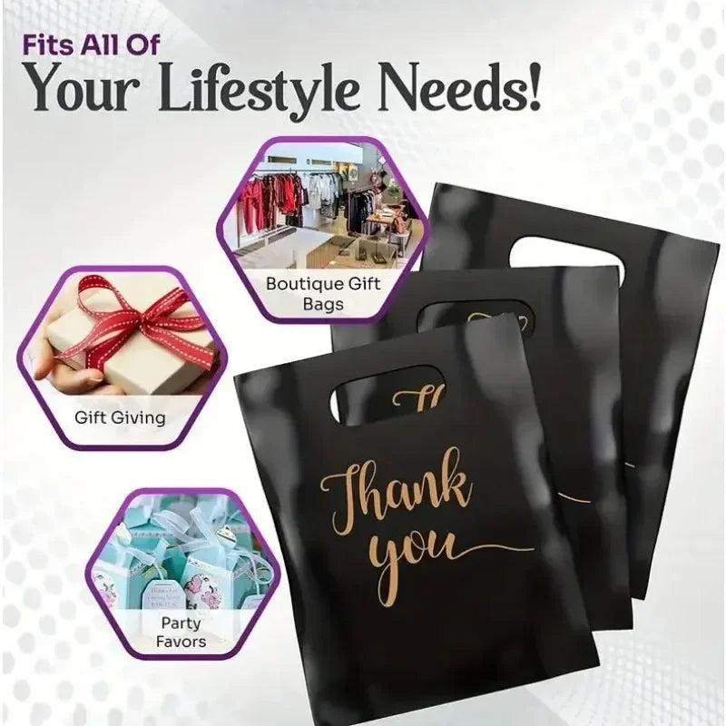 100PCS Thanksgiving Gift Bag Black Product Shopping Bag Candy