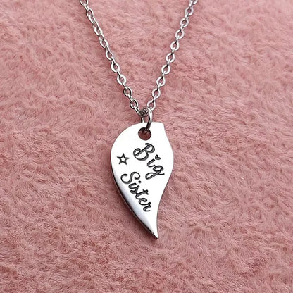 3 PCS Mom Big Sister Littler Sister Heart Matching Necklace