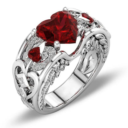 Classic 5 Color Authentic 925 Sterling Silver Ring Multicolor Love Heart