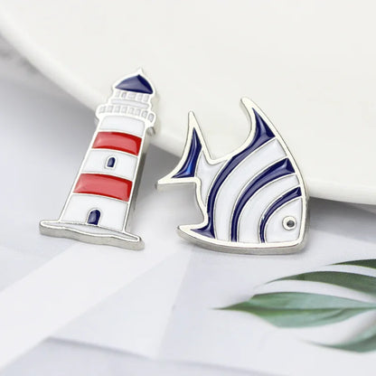 Navy Style Badge Cartoon Tropical Fish Metal Brooch