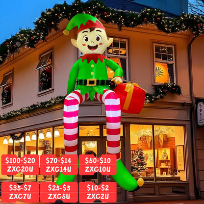 8FT Christmas Inflatables Outdoor Decorations, Christmas Inflatable Sitting Elf