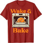 Thanksgiving Wake and Bake Funny Turkey Day Dad Men Women T-Shirt Humorous Thankful Graphic Outfit Short Sleeve Saying Tee Tops