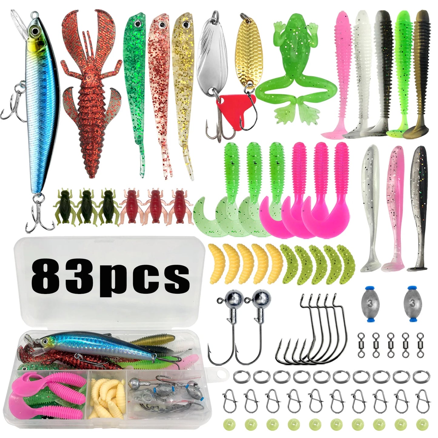 Fishing 83/133/193/239/409pcs Fishing Lure Kit For