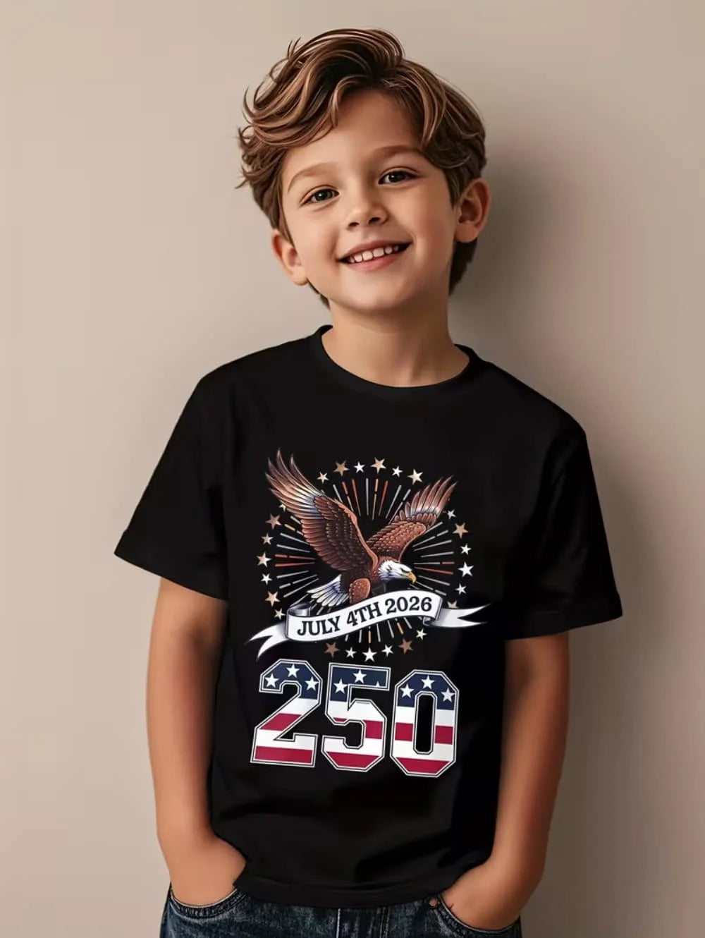 T-Shirt for Kids America 250th Birthday Eagle Flag 250 Years