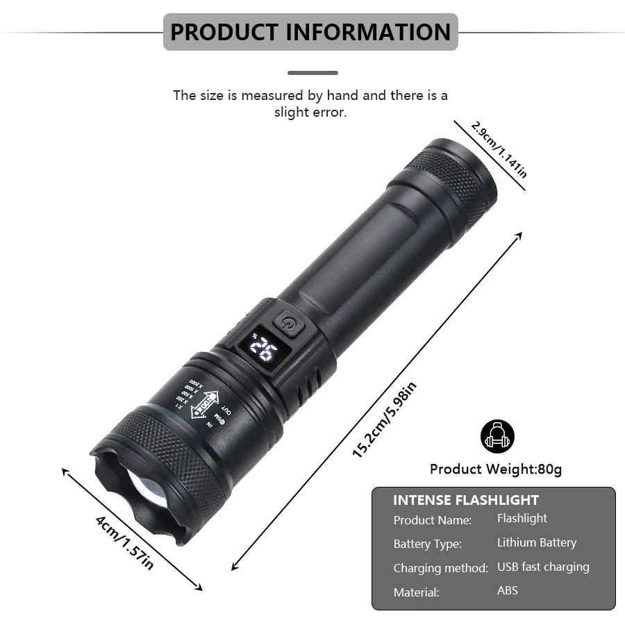 High Strong Power Led Flashlights 2000LM Tactical Torch