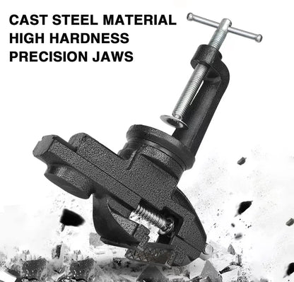 Multi Functional Heavy Table Clamp Mini Aluminum Bench Vise Jaw Anti Slip Versatile Vice Jaws Tool 360 Degree Swivel Cast Iron