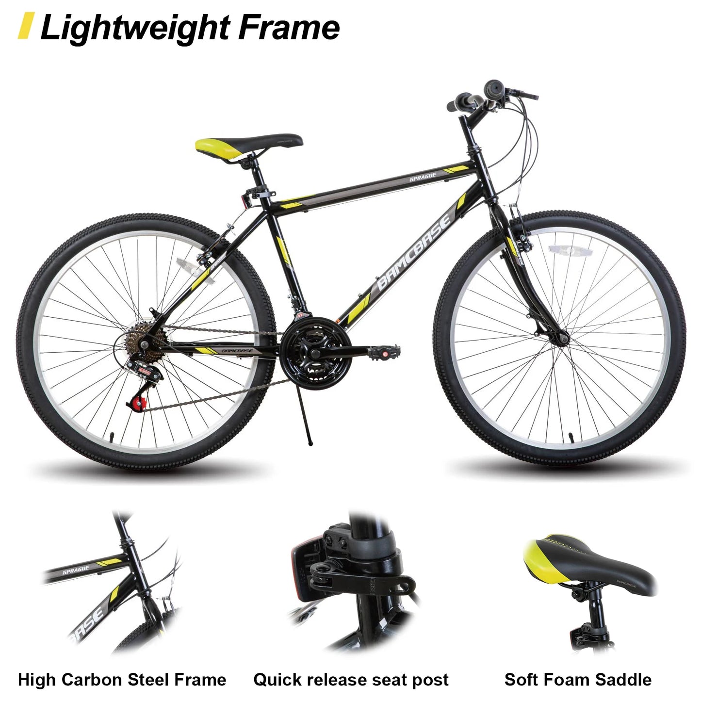 Hiland 24 26 inch Mountain Bike for Men Women, 21 Speed