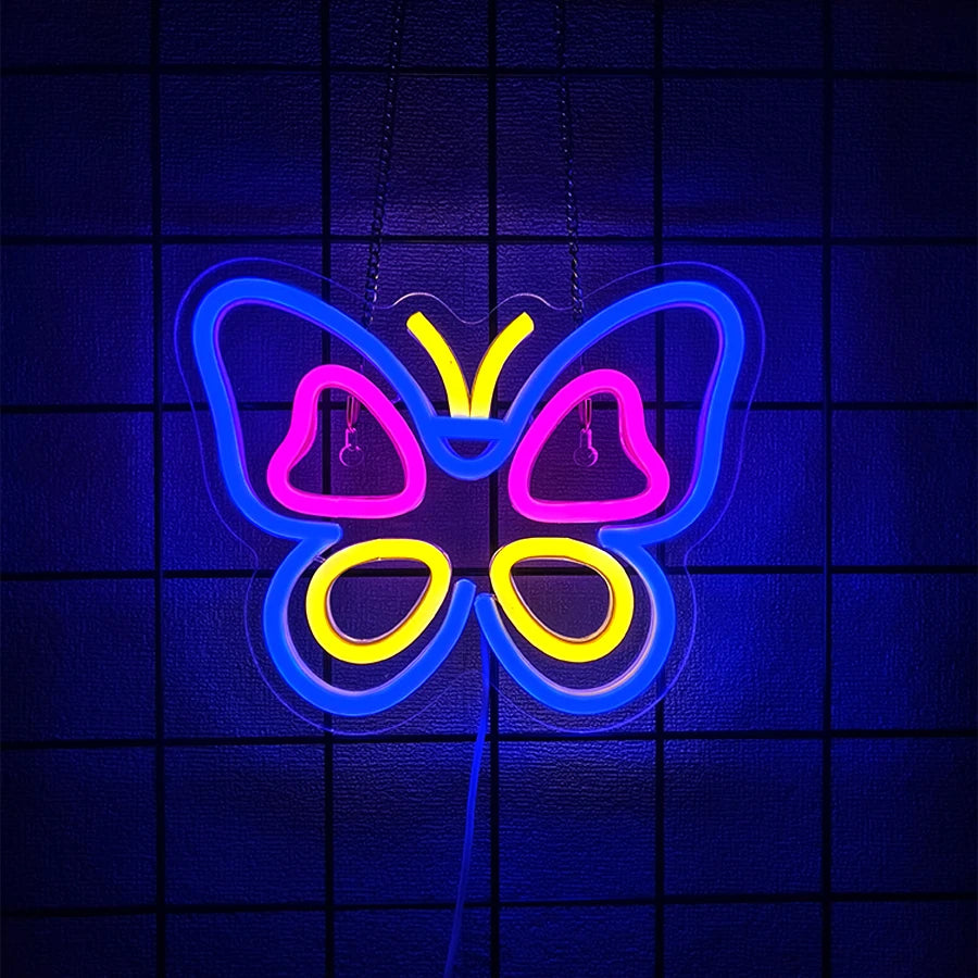 Animation Series Neon Signs, Cartoon Icons Handmade,