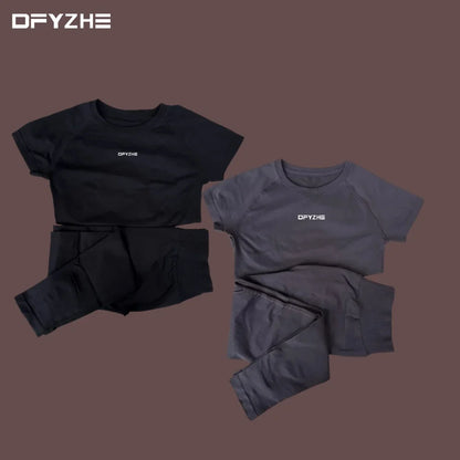 DFYZHE round neck breathable short sleeved+long pants