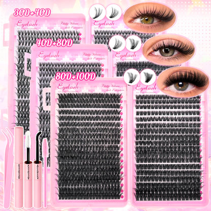 DIY Lash Extension Kit 720pcs Lash Clusters Individual Eyelashes Kit