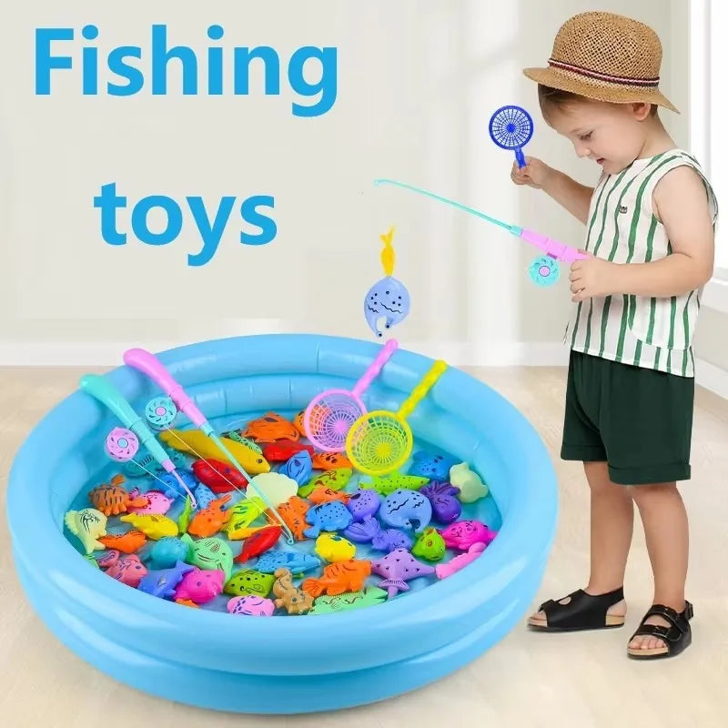 Inflatable fish pond children's magnetic fishing toy pool