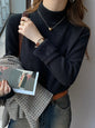Women's Turtleneck Sweater Winter 2025 Retro with Velvet Lining