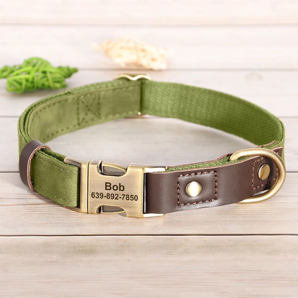 Free Custom PU Leather Dog Collar Engraved Dog Collars