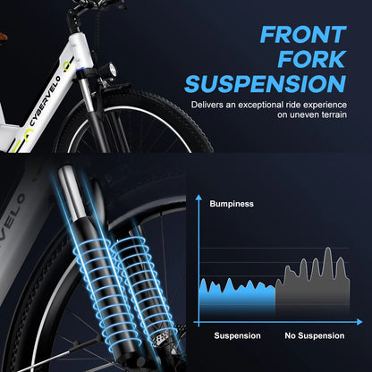 Cybervelo EK2 26" Electric E Bike with 7-Speed,1000