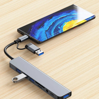 8 in 2 USB +Type C HUB Docking Station with 3.5mm
