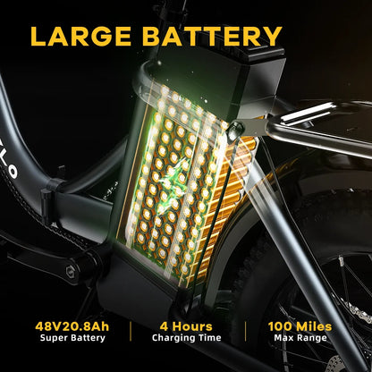 Cybervelo MARS700 1000W Folding Electric Bike,48V 20.8AH