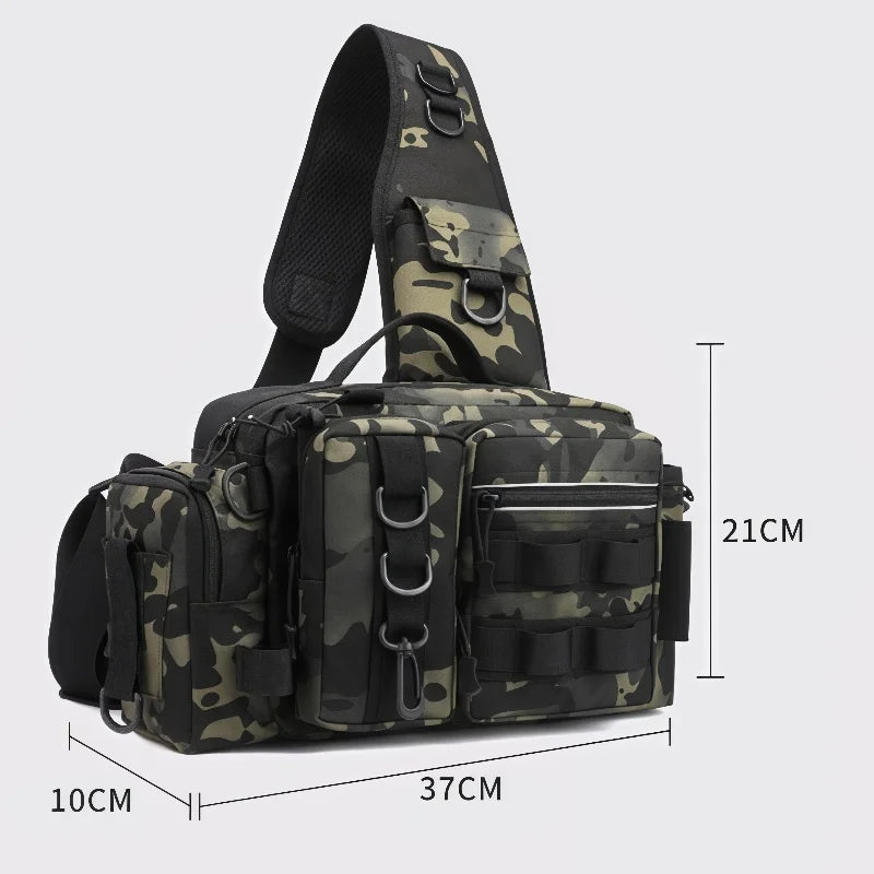 Fishing gear backpack with bait box equipment storage bag