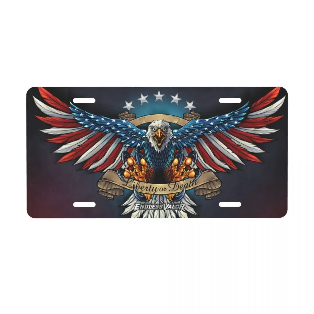 American Flag Bald Eagle Metal License Plate USA
