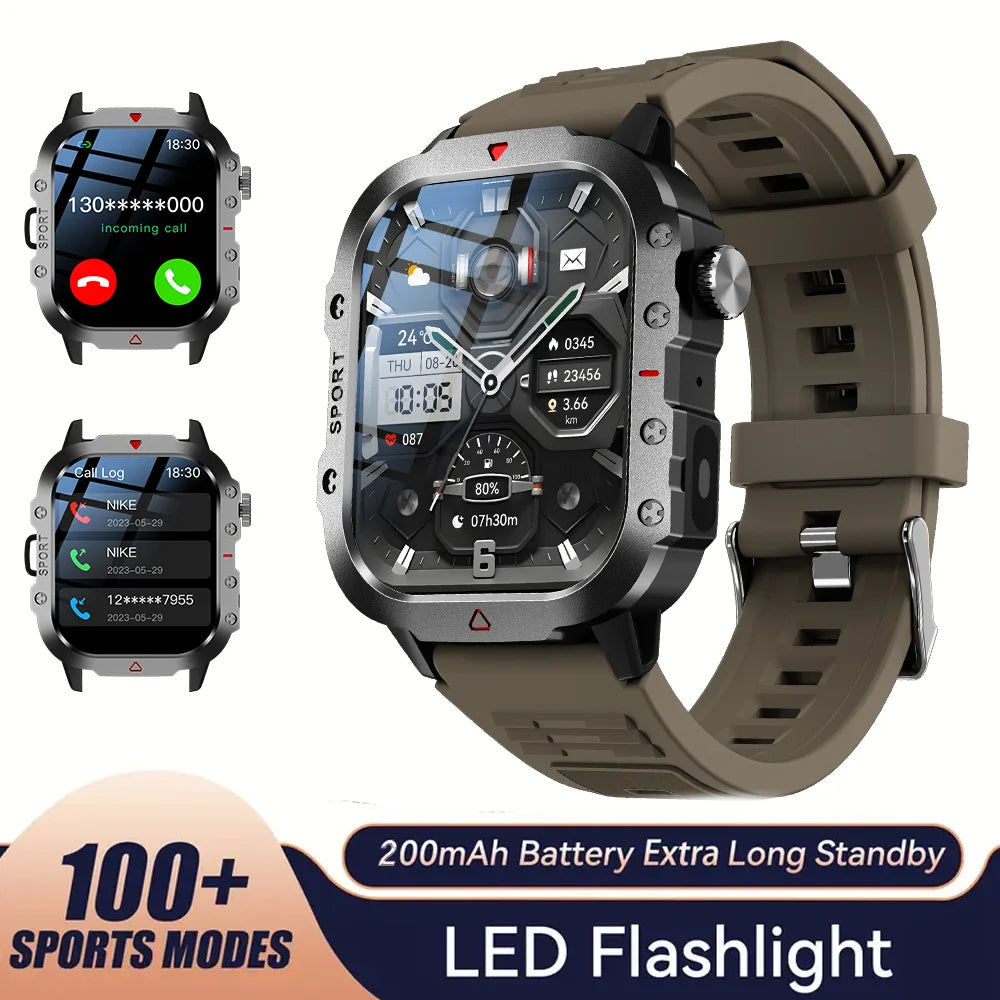 Outdoor Sports Smart Watch 2.01 inch HD Screen LED Flashlight