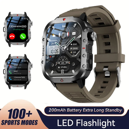 Outdoor Sports Smart Watch 2.01 inch HD Screen LED Flashlight