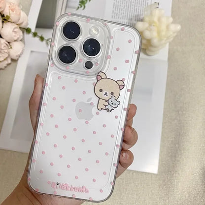 Cartoon Cute Easy Bear Pink Polka Dots Phone Case