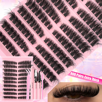 DIY Lash Extension Kit 720pcs Lash Clusters Individual Eyelashes Kit