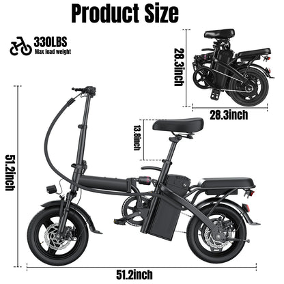1Year Warranty 500W Dual Disc Brake Adult Foldable Electric Bicycle