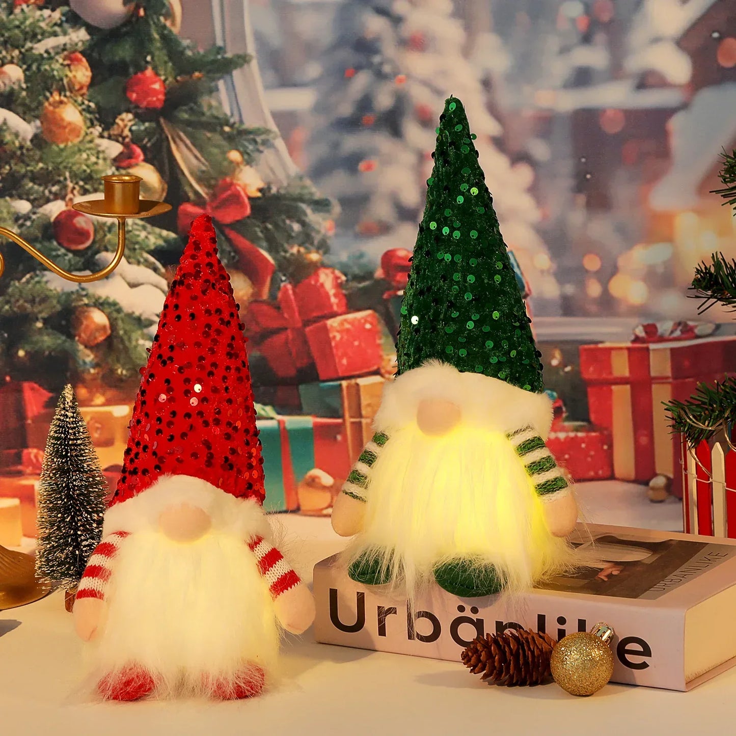 1~2pcs Gnome Christmas Decorations 30cm Light Up