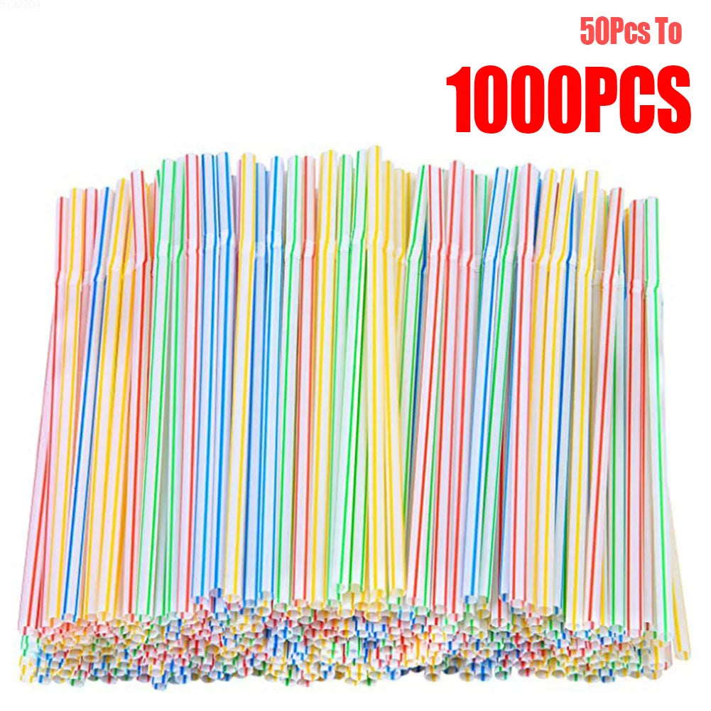 50-1000Pcs Drinking Straws Colorful & Black