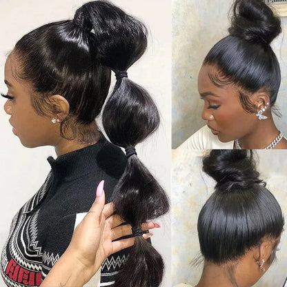 360 Full Lace Wig 30 40 Inch Bone Straight Human Hair Wigs