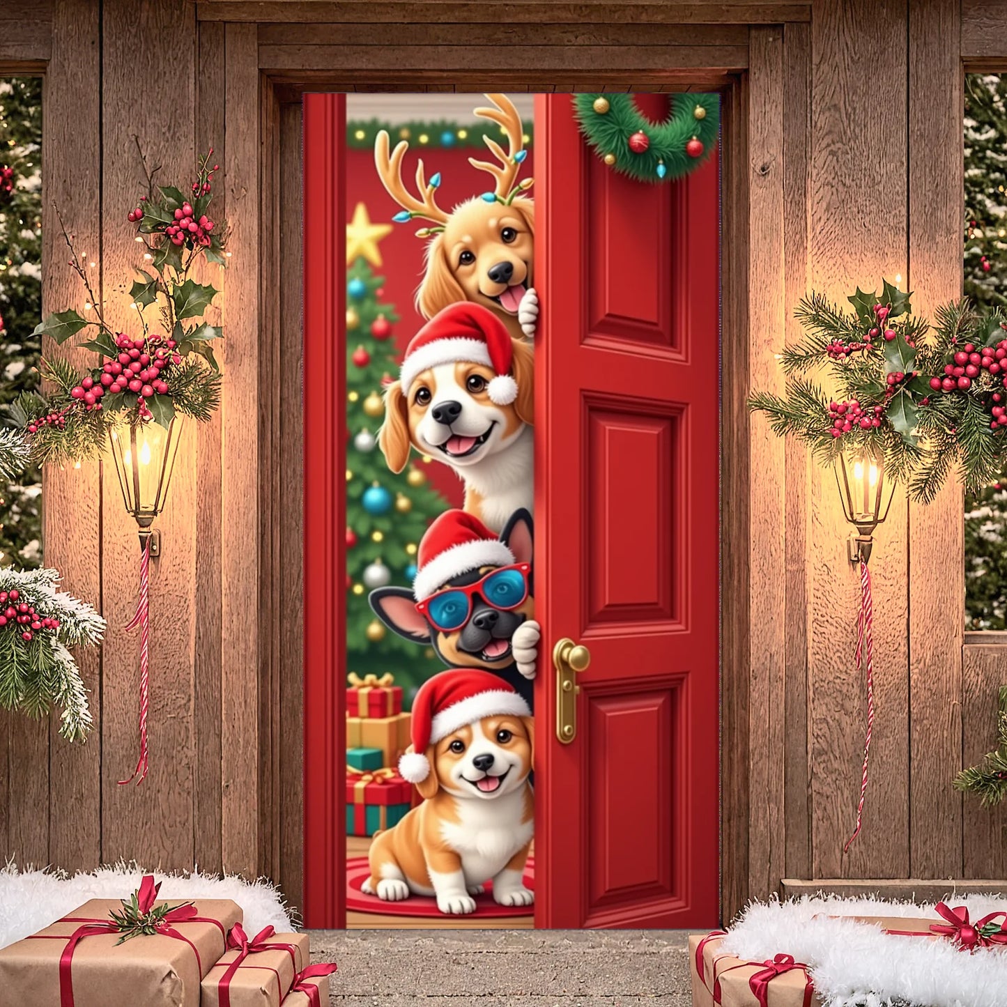 Christmas snowman Hanging Flag Door Banner