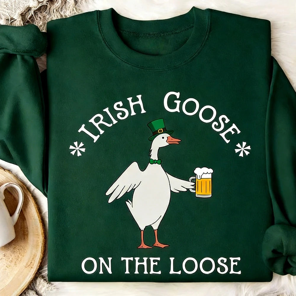 Lucky Goose on The Loose Sweatshirt St Patricks Day Gift