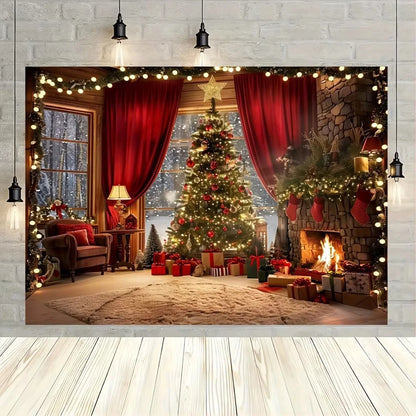 Christmas tree and fireplace  background