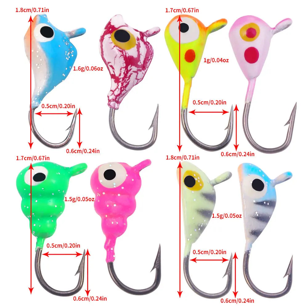 8pcsLuminous Ice Fishing Lure Small Weight with Hook Winter Fishing Bait Wholesale Hengjia Sea Fishing Boat Fishing Lure Lure Ba