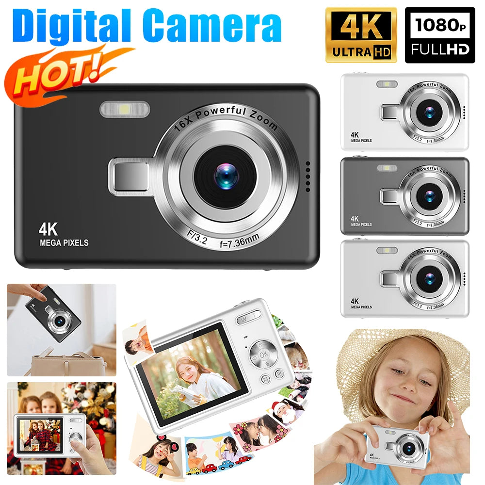 4K HD 1080P Digital Camera 96MP Portable Vlogging Camera