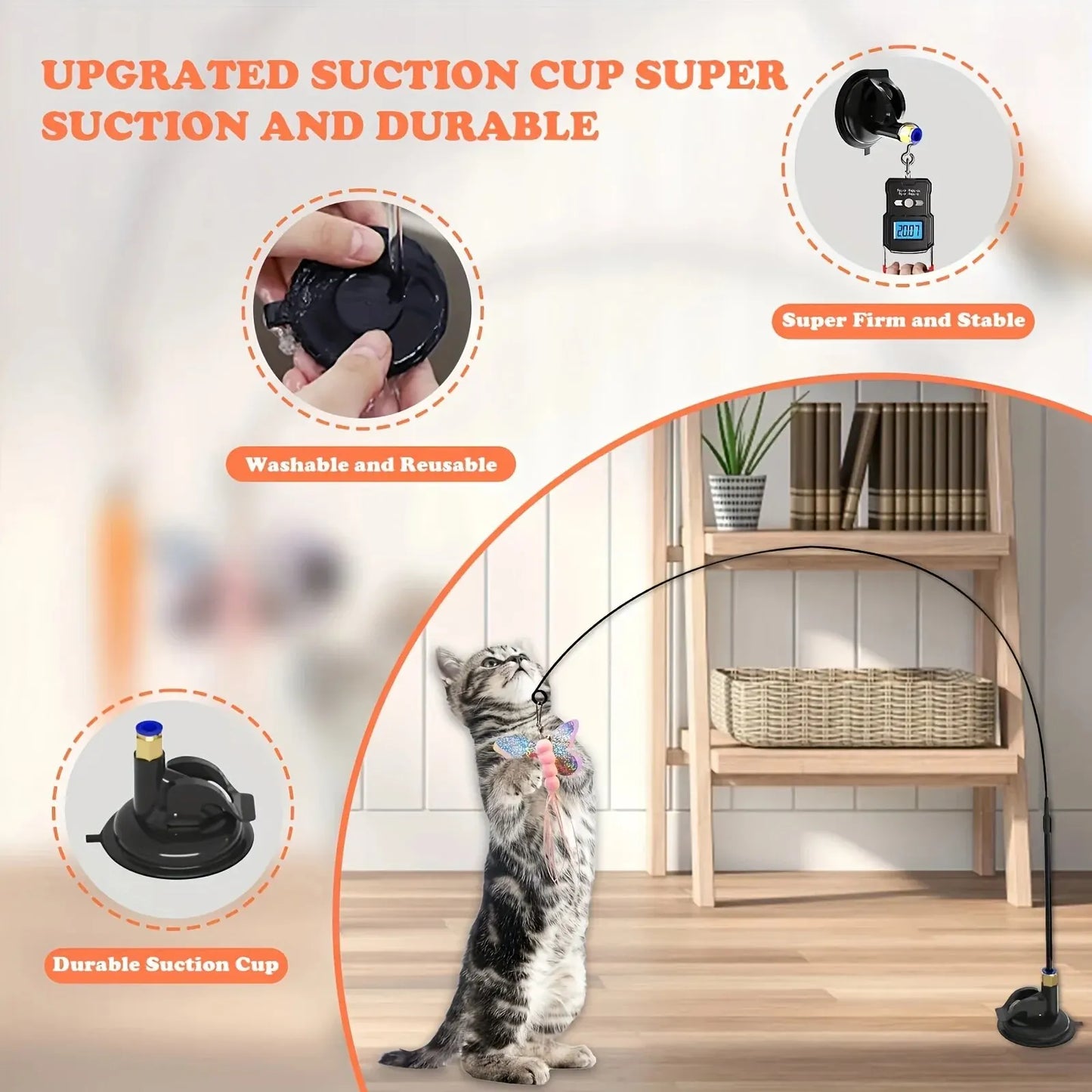 Cat Teaser Toy - Interactive Bell & Feather Wand -