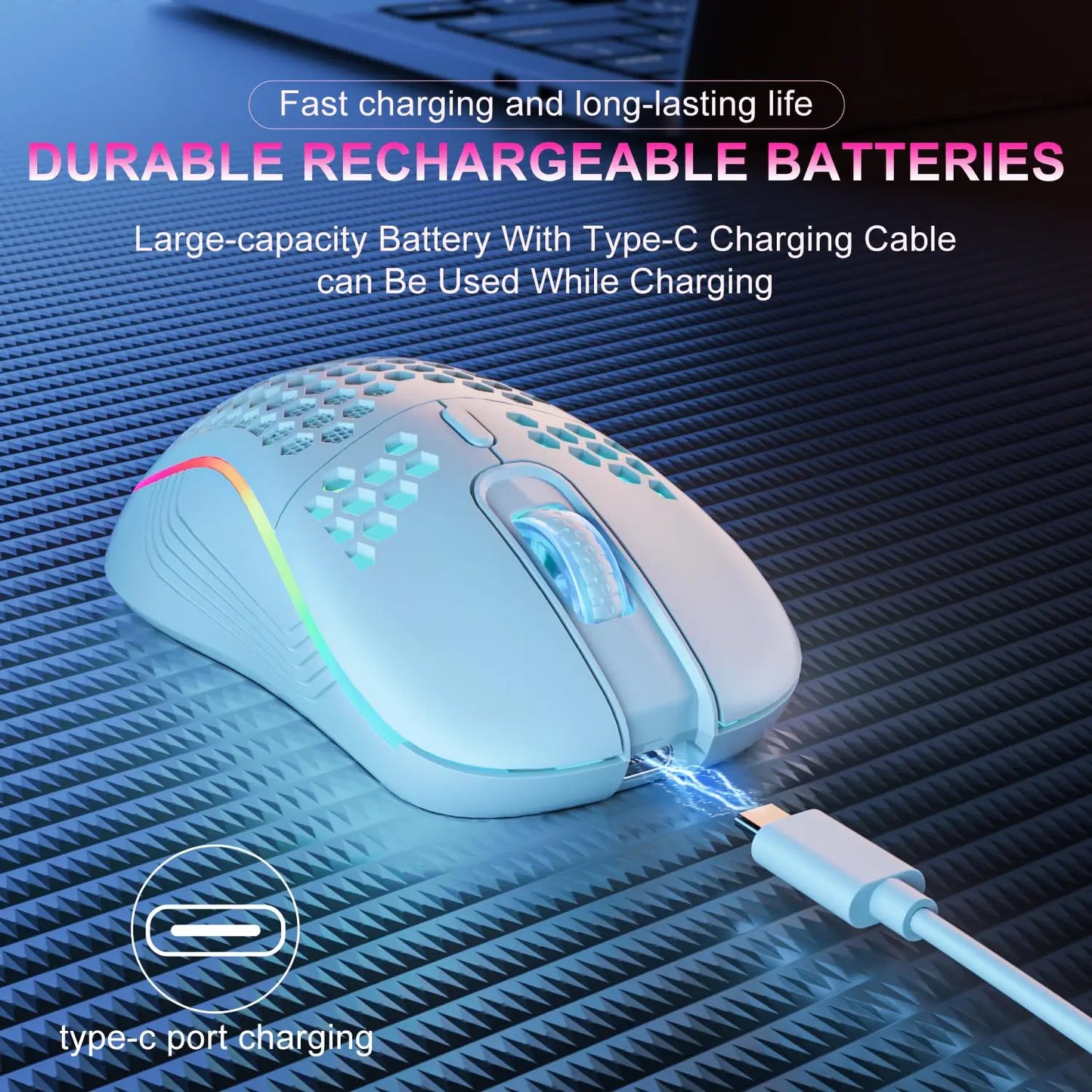 2.4G Wireless Mouse with RGB Backlit 6-button 3-speed